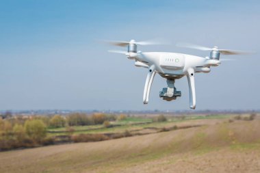 Dron kuad helikopteri yeşil mısır tarlasında