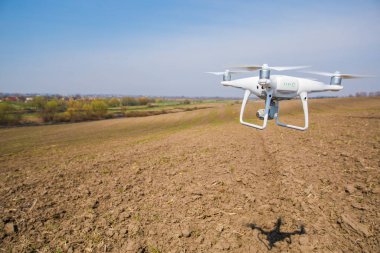 Dron kuad helikopteri yeşil mısır tarlasında