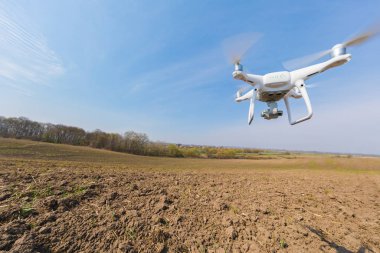 Dron kuad helikopteri yeşil mısır tarlasında