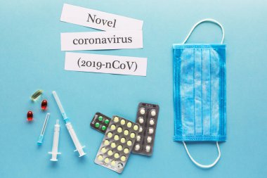 Coronavirus 2019 n-Cov konsepti. Coronavirüs için ilaçlar ve...
