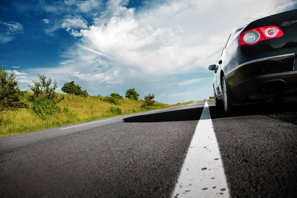 Black Car Asphalt Road — Stock Photo, Image