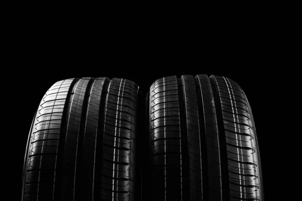 Tire Isolated Black Background Summer Car Tire — Stock Photo, Image