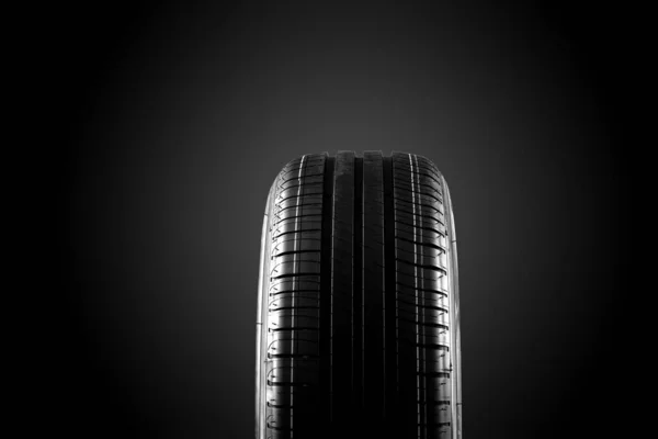 Tire Isolated Black Background Summer Car Tire — Stock Photo, Image