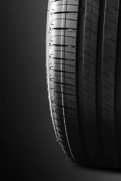 Tire Isolated Black Background Summer Car Tire — Stock Photo, Image