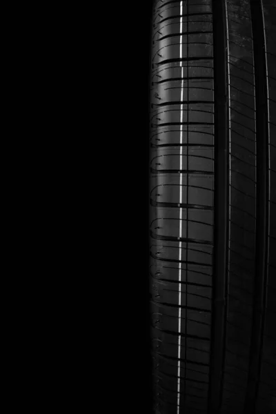 Tire Isolated Black Background Summer Car Tire — Stock Photo, Image