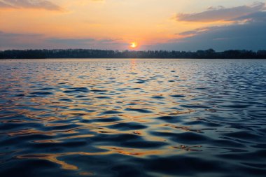 Resimli orman ve nehir.