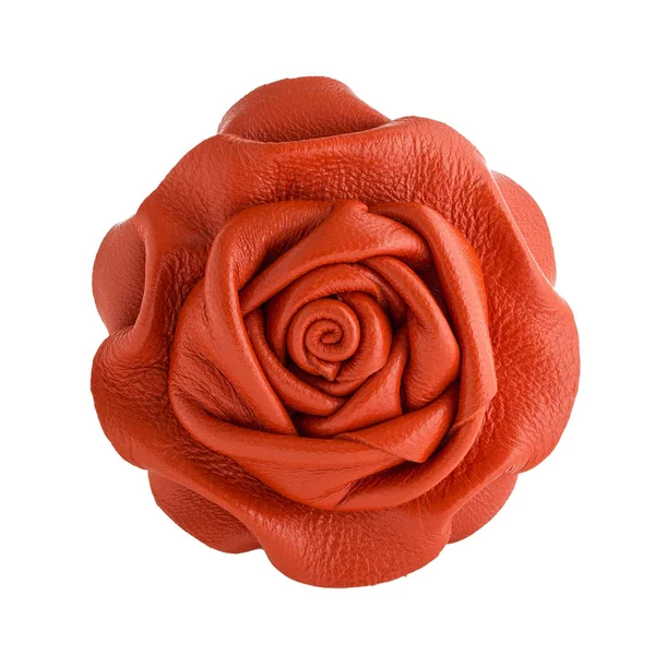 Leather brooch in the form of rose — Stock Photo, Image