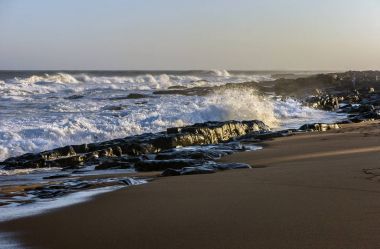 Güney Afrika'da Hint Okyanusu kıyısında güçlü sörf