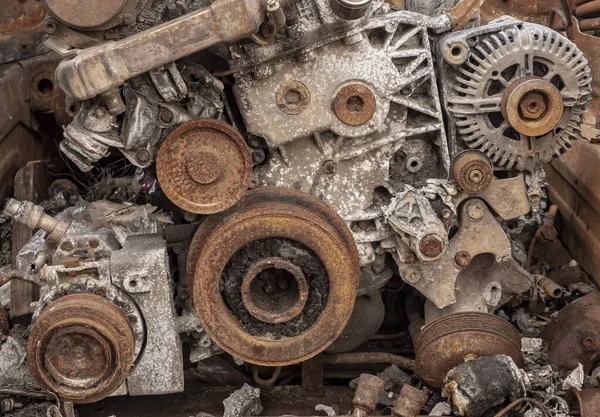 Rusted Engine Old Abandoned Car Symbol Entropy — Stock Photo, Image