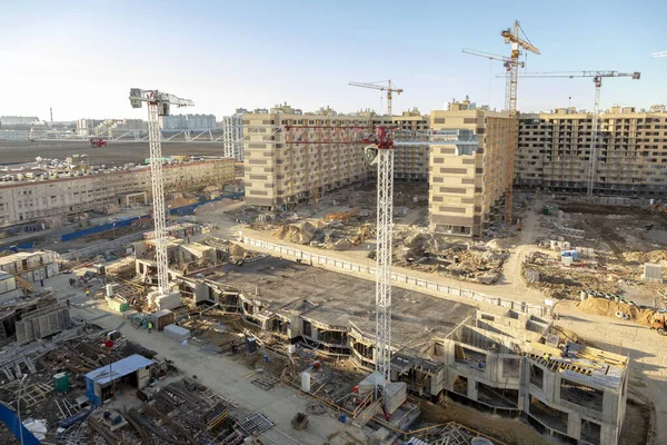 Nieuwe Gebouwen Aan Rand Van Petersburg Bouwplaats — Stockfoto