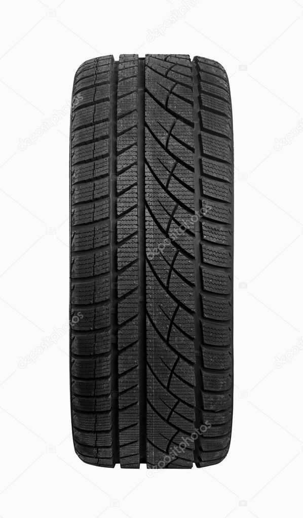 Car tire on white