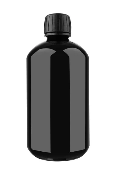 Medicine bottle of black glass or plastic — Stock Photo, Image