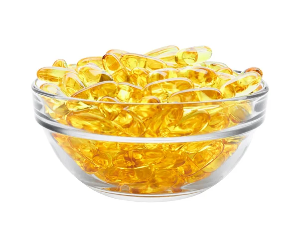 Gelbe Pillen in Schale — Stockfoto