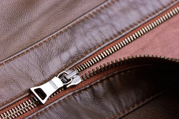 Brown Leather Jacket closeup — Stock Photo, Image