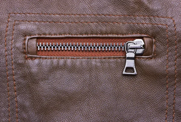 Brown Leather Jacket closeup — Stock Photo, Image