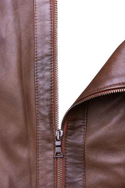 Jaqueta de couro marrom close-up — Fotografia de Stock