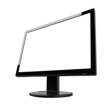 Düz konsollu TV monitörü beyaza izole edildi