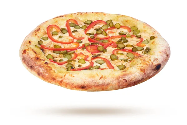 Піца на білому тлі — стокове фото