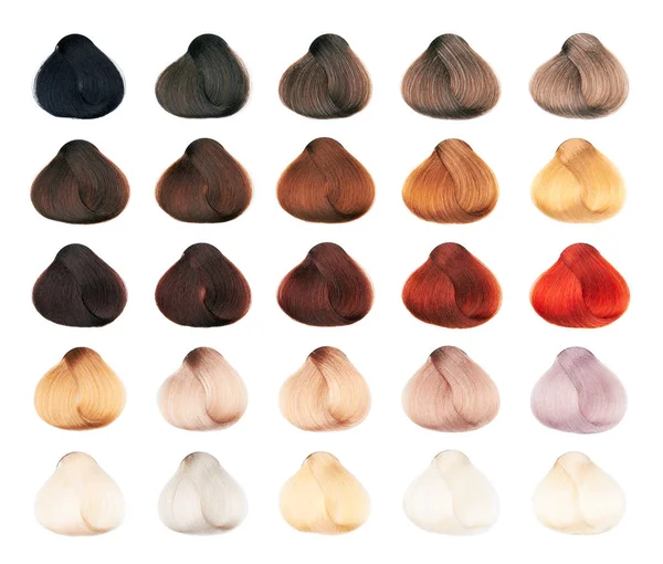 Conjunto de fechaduras de amostras de cor do cabelo — Fotografia de Stock