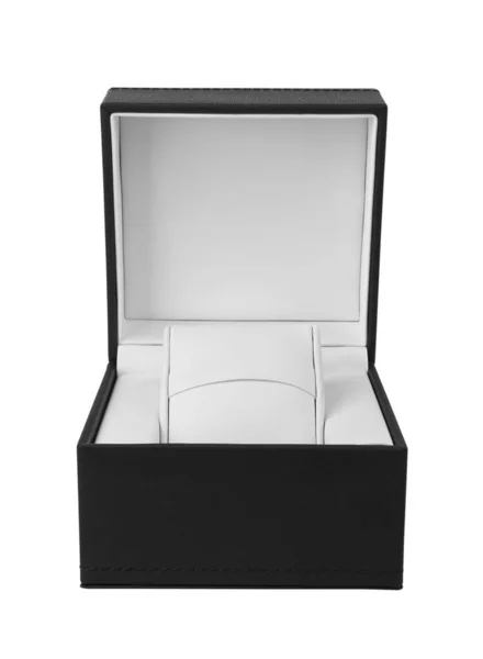 Caja de regalo negra abierta aislada en blanco — Foto de Stock