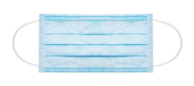 Corona COVID-19 'u önlemek için antivirüs koruma maskesi, beyazda izole edilmiş.