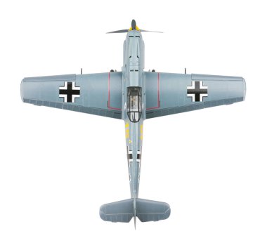 Messerschmitt 109E-3 uçağı. Modellik. Beyaz arkaplanda izole