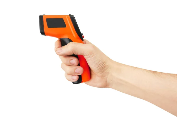 Thermometer Voor Diagnose Hand Geïsoleerd Wit — Stockfoto