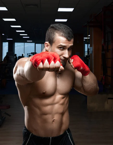 Fighter boxer on black background — Stock Photo, Image