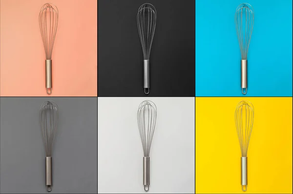 Abstract background of six whisks for whipping — Stock Photo, Image