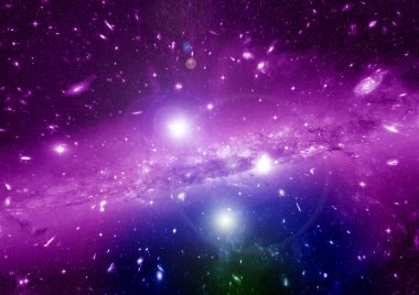 Uzak bir galaksideki yıldızlar, toz ve gaz bulutsusu