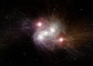 Uzak bir galaksideki yıldızlar, toz ve gaz bulutsusu