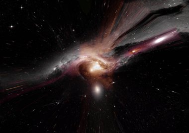 Uzak bir galaksideki yıldızlar, toz ve gaz bulutsusu