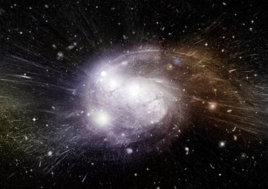 Uzak bir galaksideki yıldızlar, toz ve gaz bulutsusu