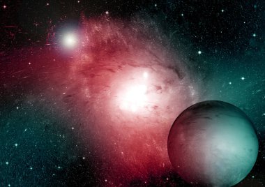 Uzak bir galaksideki yıldızlar, toz ve gaz bulutsusu