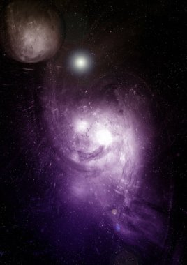 Uzak bir galaksideki yıldızlar, toz ve gaz bulutsusu