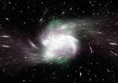 Uzak bir galaksideki yıldızlar, toz ve gaz bulutsusu