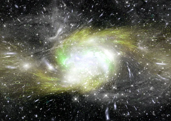 Uzak bir galaksideki yıldızlar, toz ve gaz bulutsusu