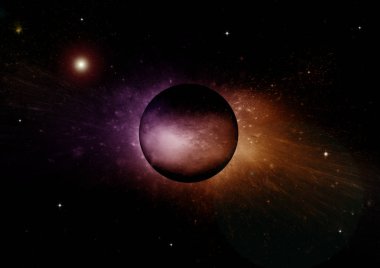 Uzak bir galaksideki yıldızlar, toz ve gaz bulutsusu