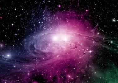 Uzak bir galaksideki yıldızlar, toz ve gaz bulutsusu