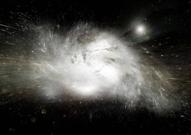 Uzak bir galaksideki yıldızlar, toz ve gaz bulutsusu