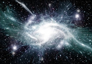 Uzak bir galaksideki yıldızlar, toz ve gaz bulutsusu