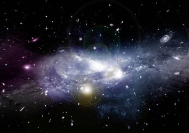 Uzak bir galaksideki yıldızlar, toz ve gaz bulutsusu