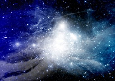 Uzak bir galaksideki yıldızlar, toz ve gaz bulutsusu