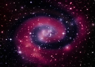 Uzak bir galaksideki yıldızlar, toz ve gaz bulutsusu