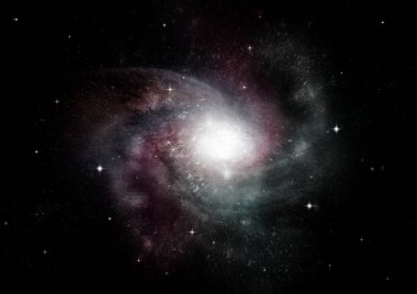 Uzak bir galaksideki yıldızlar, toz ve gaz bulutsusu