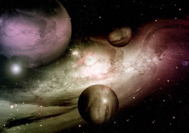 Uzak bir galaksideki yıldızlar, toz ve gaz bulutsusu