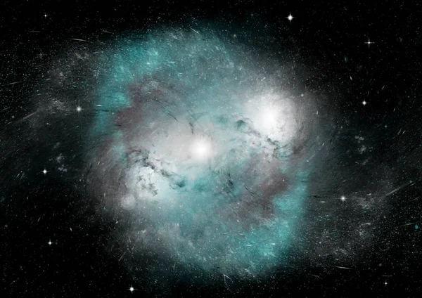 Estrelas, poeira e nebulosa de gás em uma galáxia distante — Fotografia de Stock