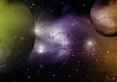 Uzak bir galaksideki yıldızlar, toz ve gaz bulutsusu