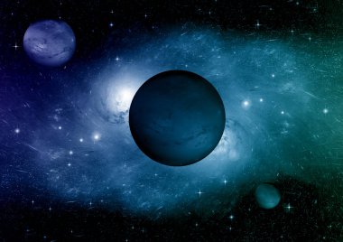 Uzak bir galaksideki yıldızlar, toz ve gaz bulutsusu