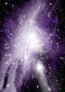 Uzak bir galaksideki yıldızlar, toz ve gaz bulutsusu